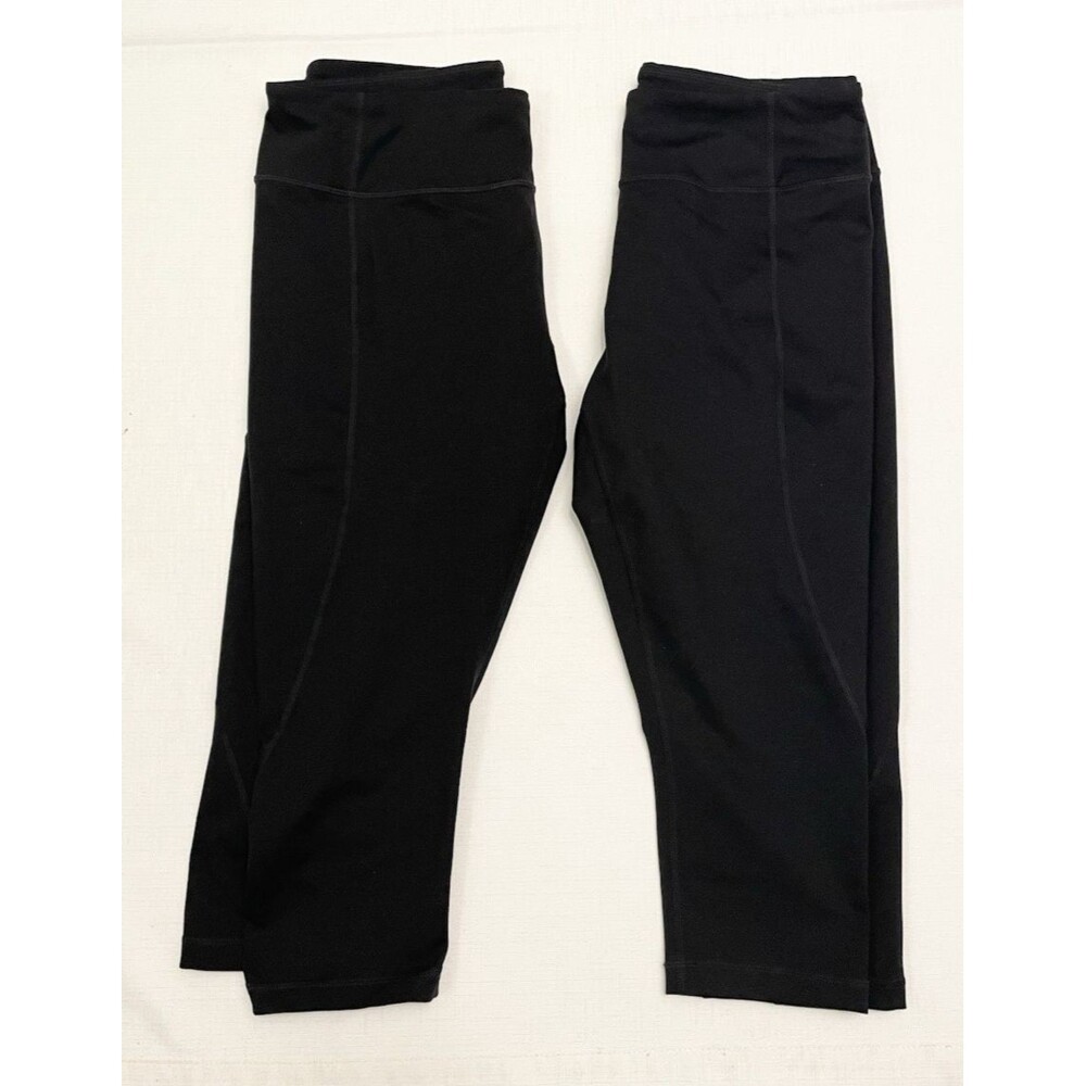 (2) Lot Reebok Core 10 Capri L Large Leggings Yoga Pants Stretch Black Pocket